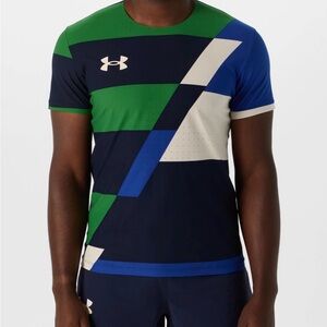 NWT Under Armor Microthread Men's Blue Short Sleeve Shirt